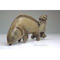 veche sculptura peste Koi. soapstone. China sec XX